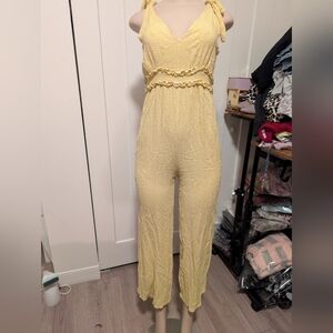 Shinestar Yellow Full Piece Long Romper Size Large Cap Sleeve